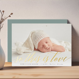 Foil Donc Voici Love Photo Faire-part de naissance