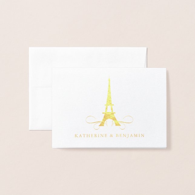 Foil Eiffel Tower Paris | Wedding Foil Card (Front With Envelope)