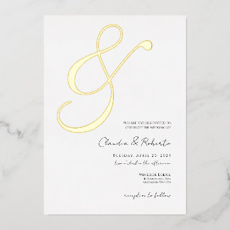 (Foil '&') Elegant Minimalist Wedding Invite