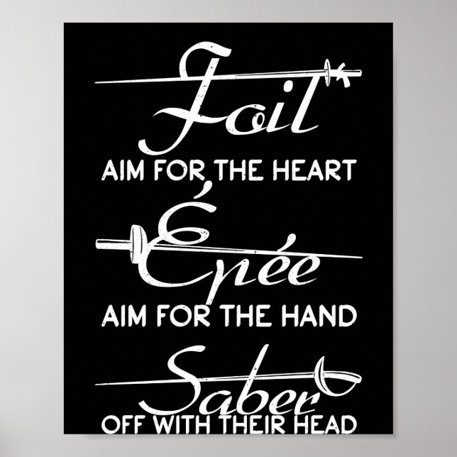 Foil Epee Sabre Fencing Sword Definition Fencer Poster (Front)