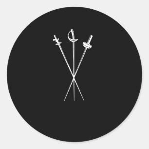 foil epee sabre swords fencing sword fighting classic round sticker
