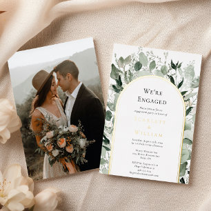 FOIL Eucalyptus Gold Simple Photo We're Engaged