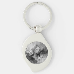 Foil Favour - female portrait art,contemporary Keychain