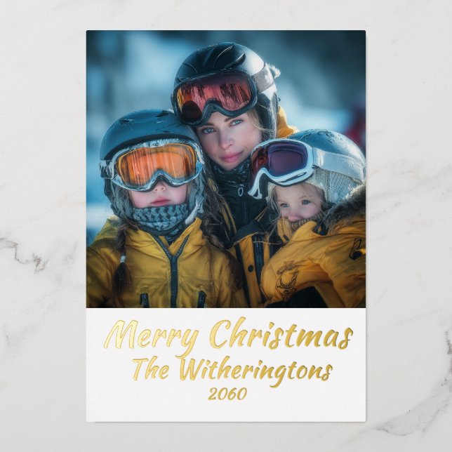 Foil flat personalized Christmas card  (Front)