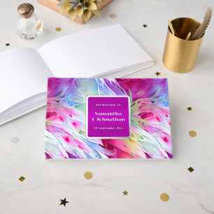 Foil flower abstract pattern floral summer wedding guest book