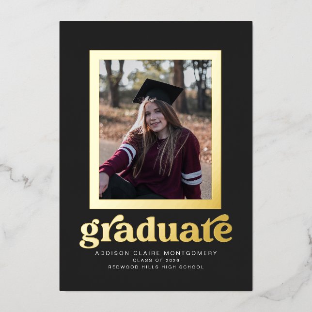 Foil Frame on Slate Graduation Announcement (Front)
