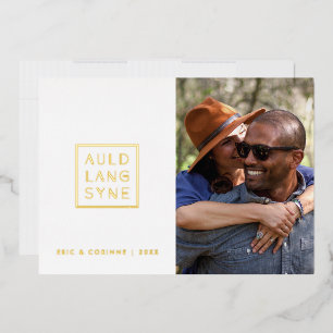 Foil Framed Auld Lang Syne Holiday Card - White