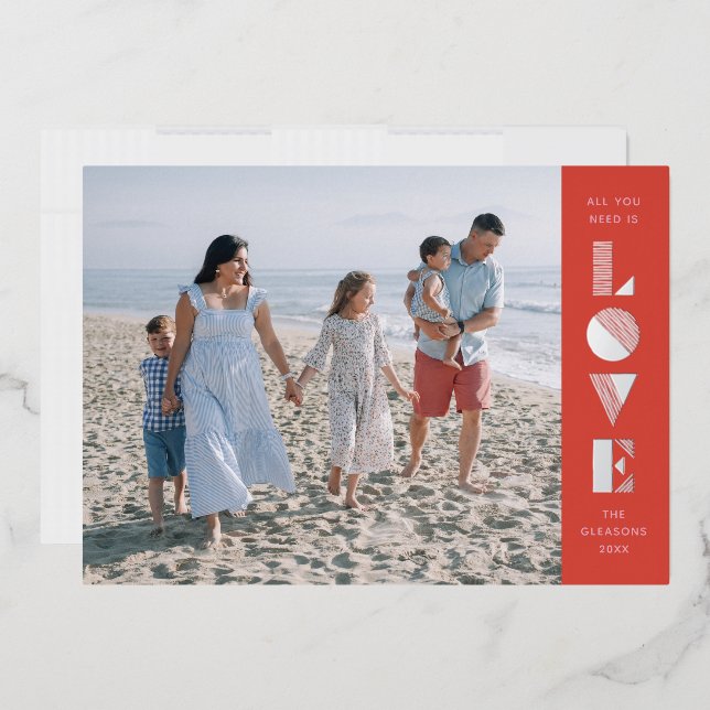 Foil Geo Love Valentine's Day Carte photo - Rouge (Enveloppe)