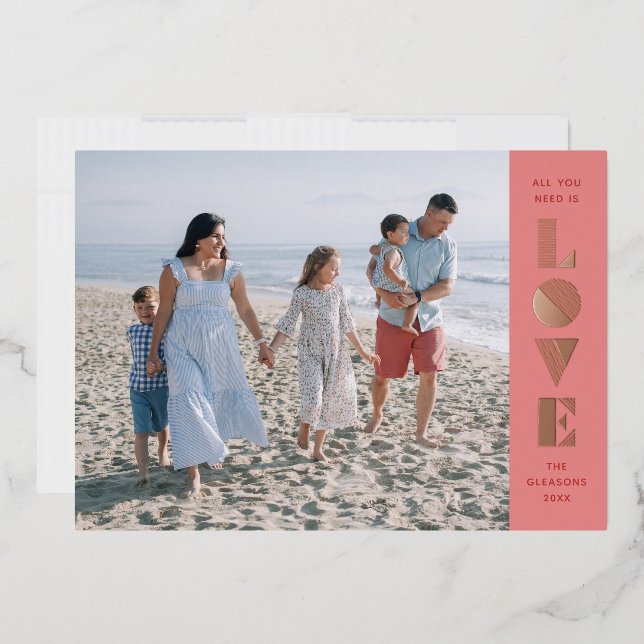 Foil Geo Love Valentine's Day Photo Card - Pink (Envelope)