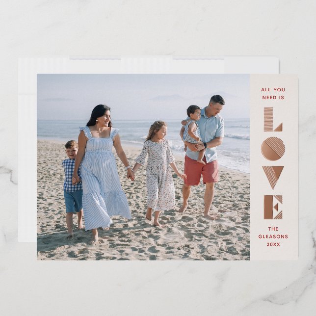 Foil Geo Love Valentine's Day Photo Card - Red (Envelope)