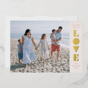 Foil Geo Love Valentine's Day Photo Card - Salmon