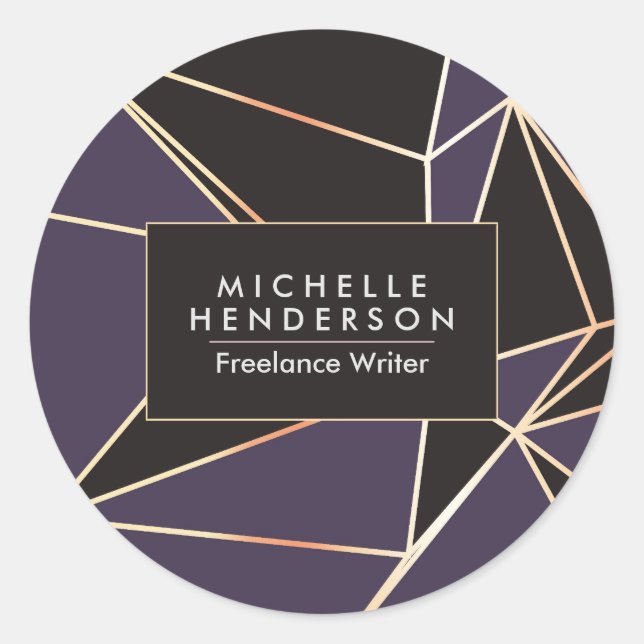 Foil Geometric Abstract Classic Round Sticker (Front)