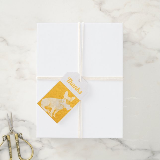 Foil gift tags French Bulldog (With Twine)