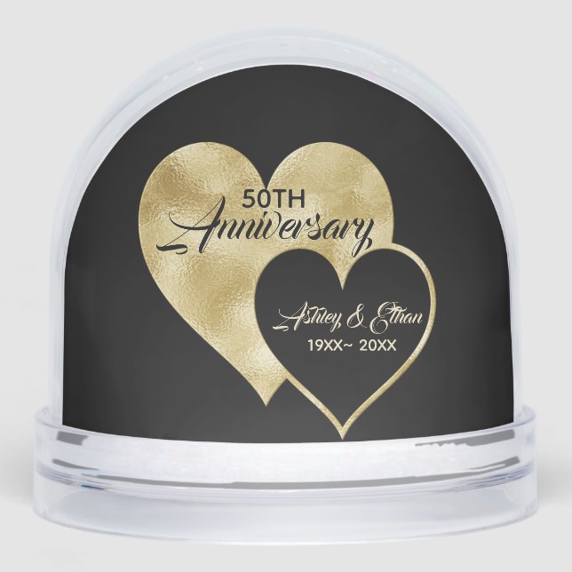 Foil Gold Heart 50th Anniversary Snowglobe (Front)