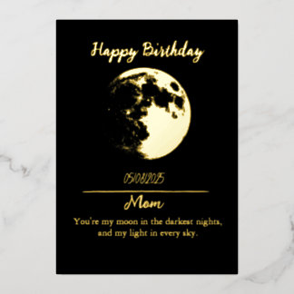 Foil golden moon birthday invitation