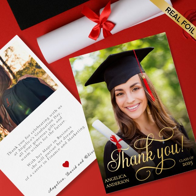 Foil Graduation Photo Thank you Card (Creator Uploaded)