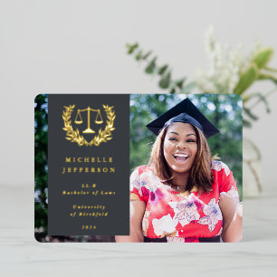 Foil + Grey Law School Graduation Faire-part