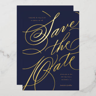 Foil Hand Lettering Save the Date Card