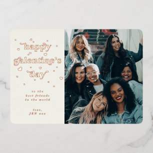 Foil Happy Galentine's Day + Hearts Photo Card