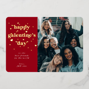 Foil Happy Galentine's Day + Hearts Photo Card