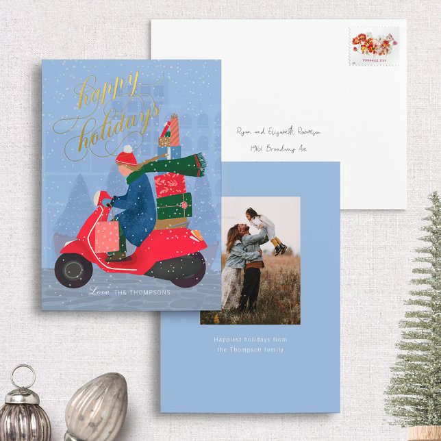 Foil Happy Holidays Scooter Carte de vacances non  (Créateur téléchargé)