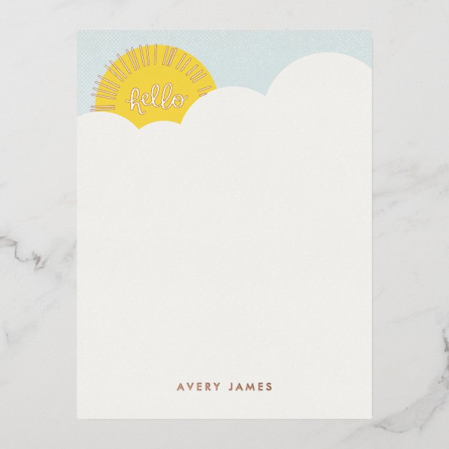 Foil Hello Sunshine Carte de papier à lettres pour (Recto)