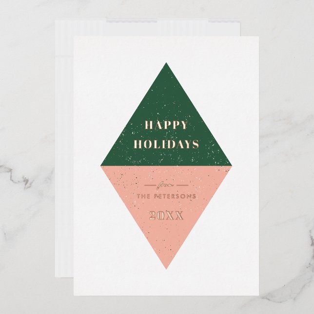 Foil Holiday Carte de Noël géométrique - Vert (Enveloppe)