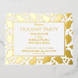 Foil Holly Carte postale Invitation de fête de vac