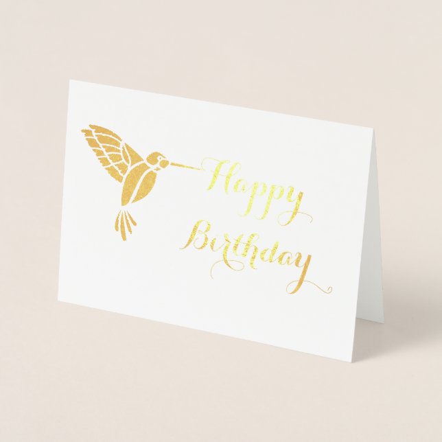 Foil Hummingbird Birthday Card (Front)