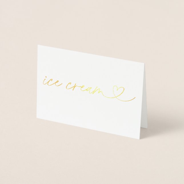 Foil Ice Cream Food Label Wedding Table Card (Front)