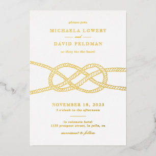 Foil Illustrated Knot Nautical Wedding Invitation