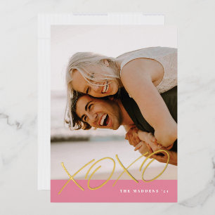 Foil Inked XOXO Valentine's Day Card - Pink