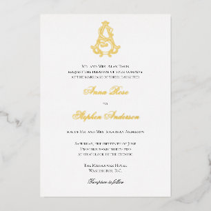Foil Invitation AS Monogram or SA Monogram
