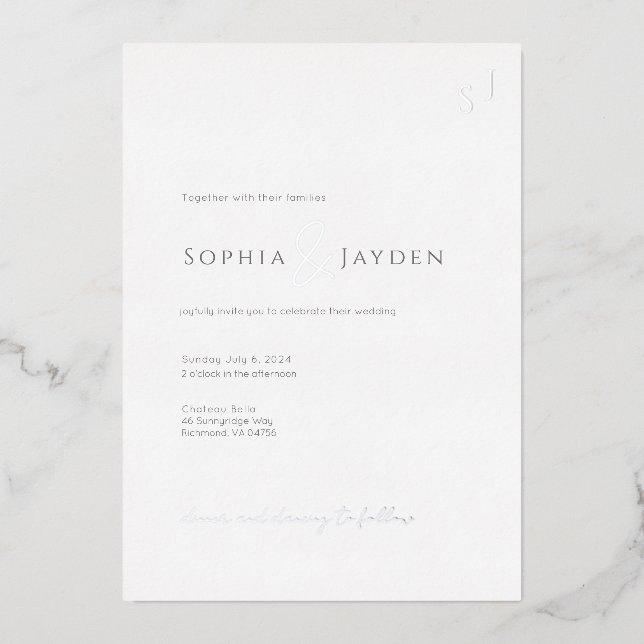 Foil Invitation Carte Plat Minimaliste Élégant (Recto)