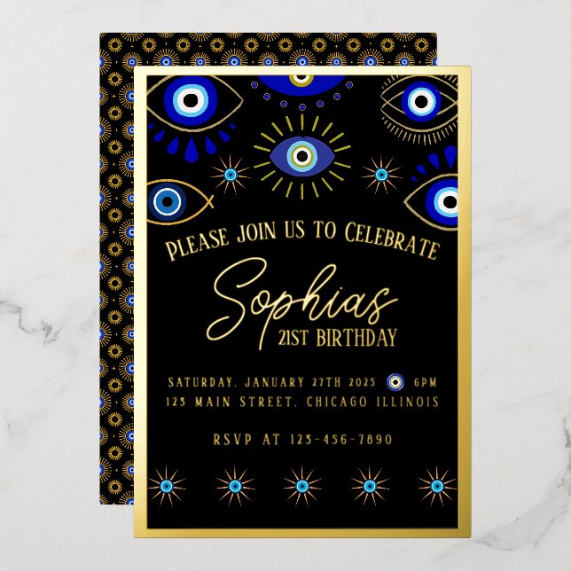 Foil Invitation - Evil Eye (Front/Back)