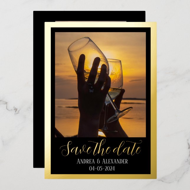 Foil invitation Save The Date Card (Use real foil on your invitations for an exclusive feel and to make an impression.)