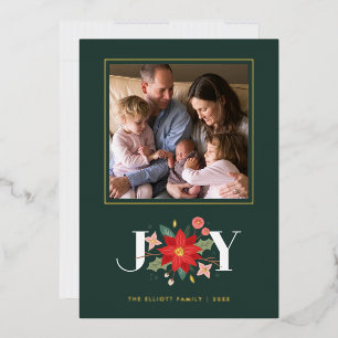 Foil Joy Flourish Carte photo de vacances - Vert