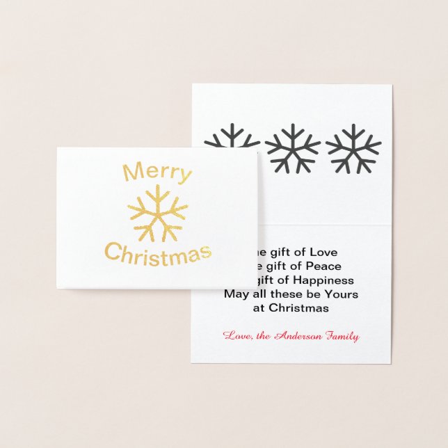 Foil Joyeux Flocon de Noël - Carte pliée 3x5 (Affichage)