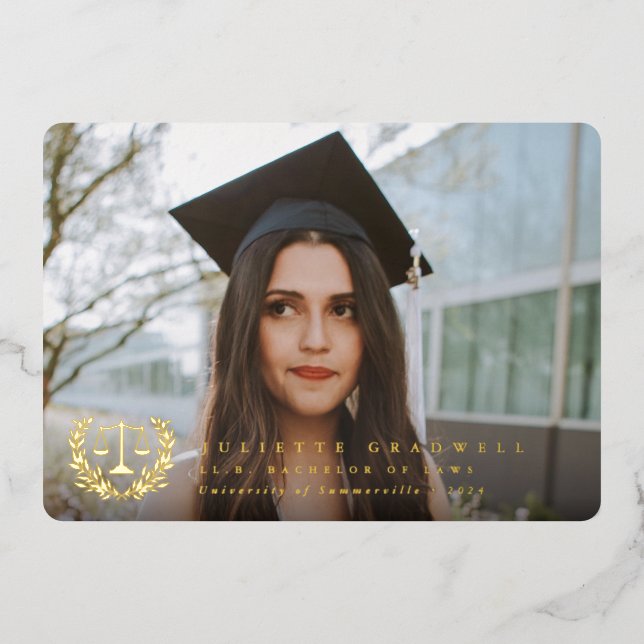 Foil Law School Graduation Photo Announcement (Front)