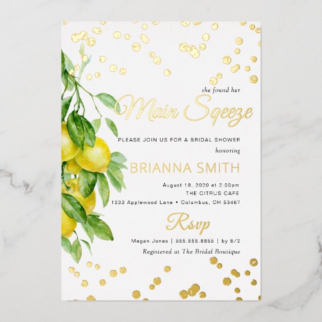Foil Lemon Bridal Shower (Front)