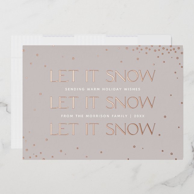 Foil Let it Neige Carte photo de vacances - Taupe (Enveloppe)