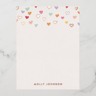 Foil Little Hearts Stationery Note Card - Pink