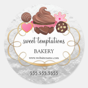 Foil Look Assorted Pastries Bakery Packaging Classic Round Sticker