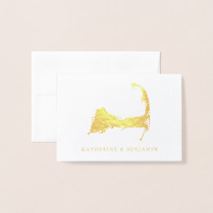 Foil Map of Detailed Cape Cod   Wedding Card