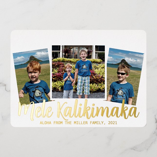 Foil Mele Kalikimaka Joyeuse carte de Noël (Recto)