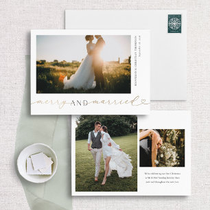 Foil Merry and Married Holiday Photo Card