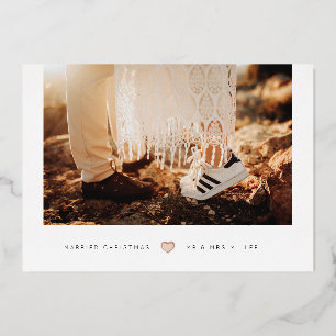 Foil Mini Heart Married Christmas Photo Card