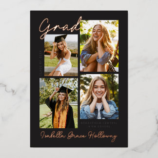 Foil Modern Grad Announcement Multiple Photos