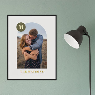 Foil Modern Monogram Arch Frame Photo Art Print