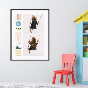 Foil Modern Rainbow Monogram Photo Collage Art Foil Prints